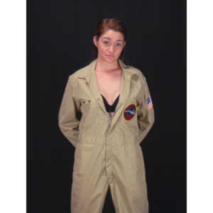 Lindsey was visiting and wanted to shoot, and I had an idea for a pinup based on a pilot's helmet I had recently been given.  So we went to a local military surplus and whipped up a pilot costume and did this shoot.